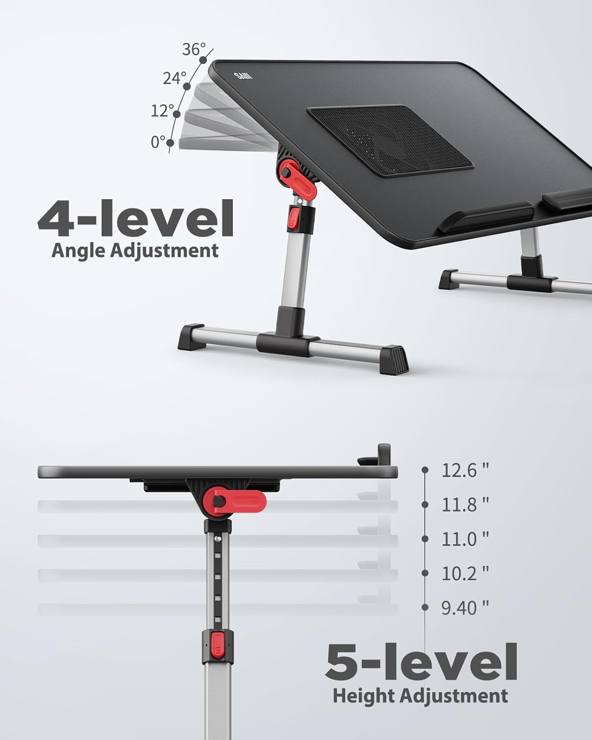 SAIJI - Laptop Table with Fan - A8 - Black