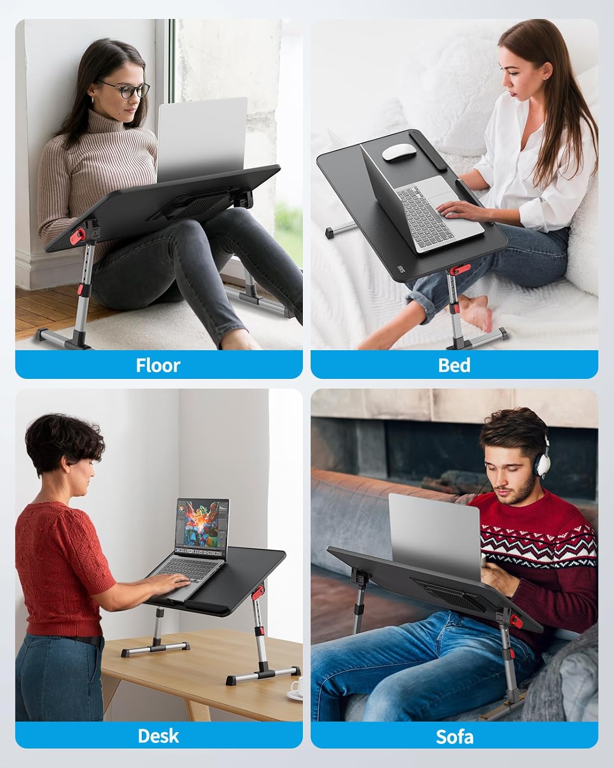 SAIJI - Laptop Table with Fan - A8 - Black